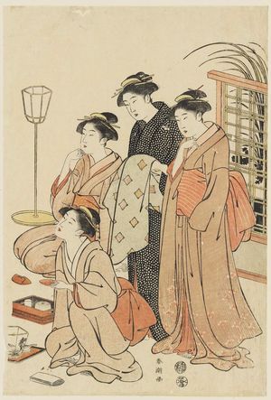 Katsukawa Shuncho: 4 Women looking toward the left - Museum of Fine Arts