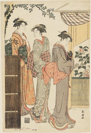 Katsukawa Shuncho: Women at a Peony Show - Museum of Fine Arts