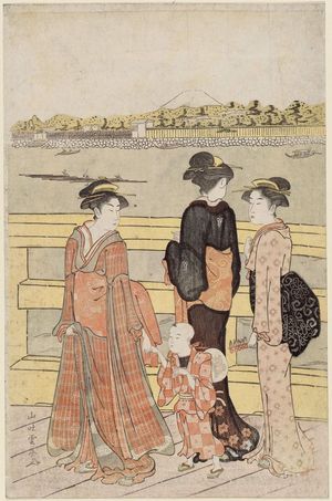 San Toun: Three Women and a Boy on a Bridge - ボストン美術館