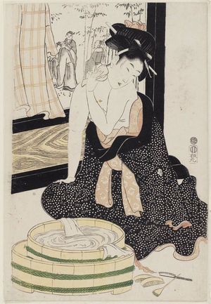 Tamagawa Shucho: Woman Washing by a Standing Screen - Museum of Fine Arts