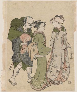 Hôgokujin Fûyô: Young Lady Walking with Maid and Manservant - Museum of Fine Arts