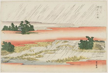歌川豊広: Night Rain at Matsuchiyama (Matsuchiyama yau), from the series Eight Views of Edo (Edo hakkei) - ボストン美術館