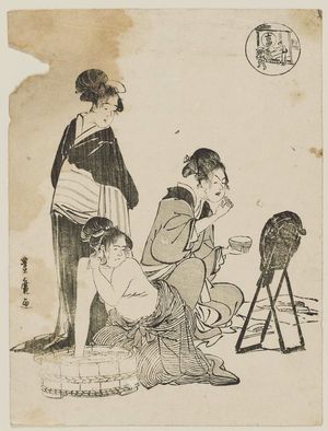 Utagawa Toyohiro: Women Washing and Applying Makeup - Museum of Fine Arts