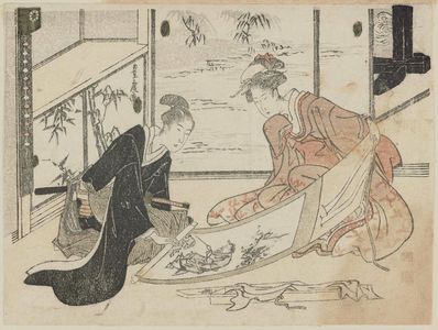 Utagawa Toyohiro: Young Couple Looking at Painting - Museum of Fine Arts