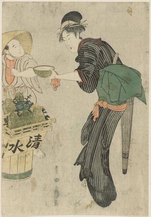 Utagawa Toyokuni I: Woman Buying Water from a Street Vendor - Museum of Fine Arts