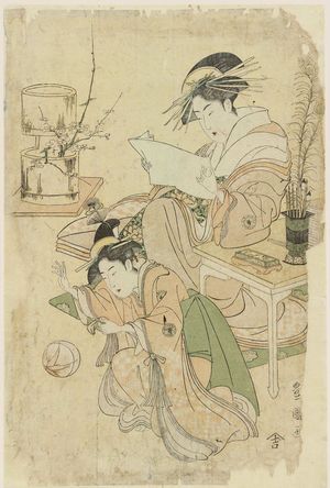 歌川豊国: Courtesan and Kamuro of the Ôgiya - ボストン美術館