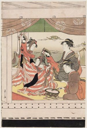 Hosoda Eishi: A Party on the Pleasure Boat Yoshinomaru - Museum of Fine Arts