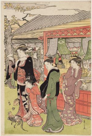 Hosoda Eishi: Women at Shops near Sensô-ji Temple in Asakusa - Museum of Fine Arts