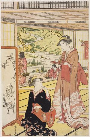 Hosoda Eishi: Women in a Mansion with a Garden - Museum of Fine Arts