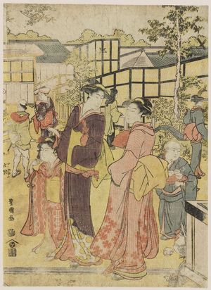 歌川豊国: Garden of a Teahouse - ボストン美術館