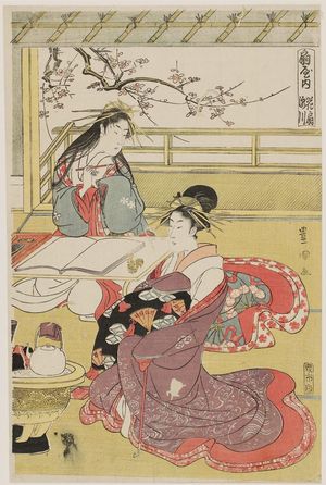 歌川豊国: Courtesans of the Ôgiya: Hanaôgi and Takigawa - ボストン美術館