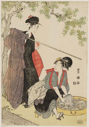 歌川豊国: Women Washing Clothing - ボストン美術館