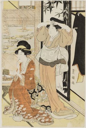 Utagawa Toyokuni I: Two Women in Front of a Screen - Museum of Fine Arts