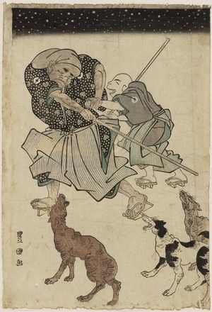 Utagawa Toyokuni I: Blind Men and Dogs - Museum of Fine Arts