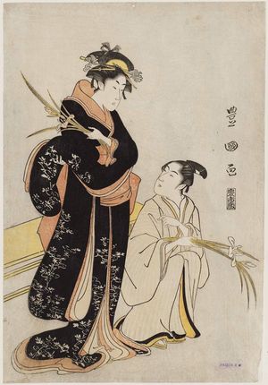 歌川豊国: Woman and Man with Irises - ボストン美術館