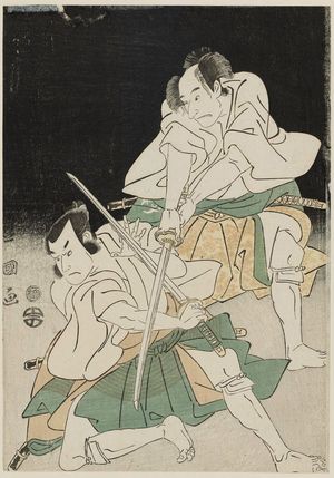 歌川豊国: Actors Bandô Mitsugorô II and Ôtani Tomoemon II - ボストン美術館