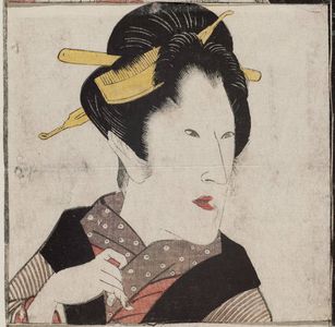 歌川豊国: Actor Onoe Matsusuke as a woman, cut from a sheet showing Matsusuke in various roles - ボストン美術館