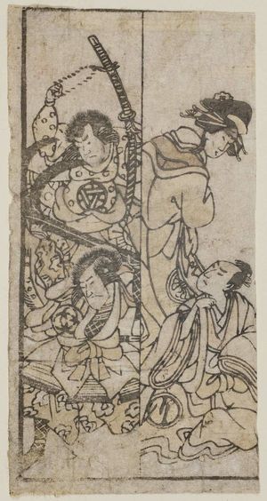 Utagawa Toyokuni I: Two Scenes with Four Actors - Museum of Fine Arts