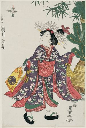 Utagawa Toyokuni I: Actor Segawa Rokô as a Kamuro playing with a Hagoita - Museum of Fine Arts