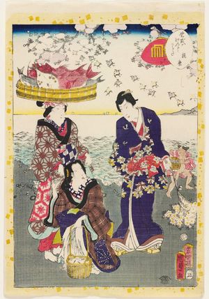 二代歌川国貞: No. 12, Suma, from the series Lady Murasaki's Genji Cards (Murasaki Shikibu Genji karuta) - ボストン美術館