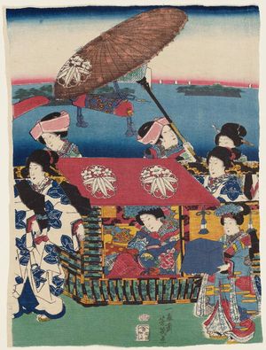 Ochiai Yoshiiku: Procession of a Princess - Museum of Fine Arts