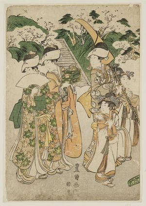 歌川豊国: Women and Attendants on an Outing - ボストン美術館