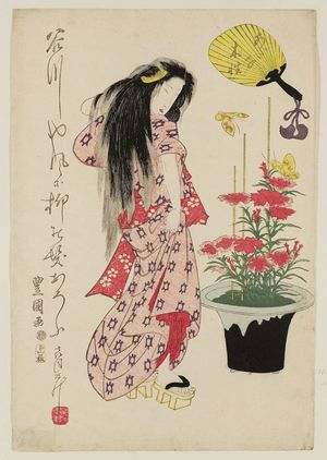 Utagawa Toyokuni I: Beautiful Woman and Flower - Museum of Fine Arts