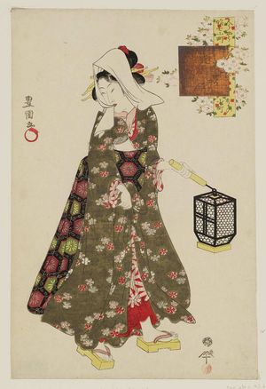 Utagawa Toyokuni I: Visiting Komachi (Kayoi Komachi), from the series Modern Girls as the Seven Komachi (Imayô musume Nana Komachi) - Museum of Fine Arts