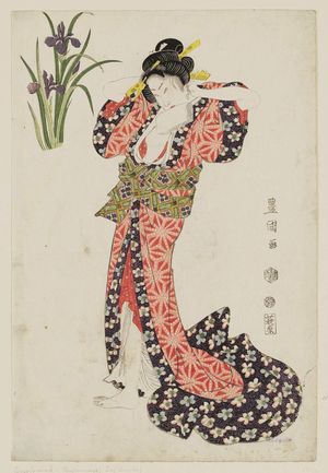 歌川豊国: Woman and Irises - ボストン美術館