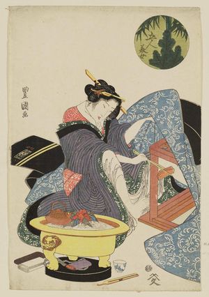 歌川豊国: Woman by a Kotatsu, from the series Five Beautiful Women (Gonin bijo) - ボストン美術館