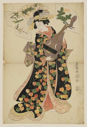 歌川豊国: Woman with a Biwa - ボストン美術館