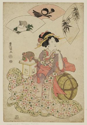 歌川豊国: Woman Imitating Daikoku, God of Wealth - ボストン美術館