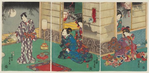 Utagawa Kunisada II: Moon (Tsuki), from the series Moon, Snow, and Flowers (Getsusekka no uchi) - Museum of Fine Arts