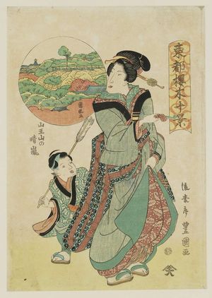 Utagawa Toyoshige: Clearing Weather at Mount Sannô (Sannôzan no seiran), from the series Ten Views of Cherry Trees in the Eastern Capital (Tôto sakuragi jikkei) - Museum of Fine Arts