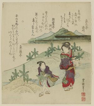 Utagawa Toyoshige: Gathering Pine Shoots at New Year - Museum of Fine Arts