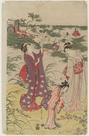 Hosoda Eishi: Ladies Imitating a Courtly Insect Hunt - Museum of Fine Arts