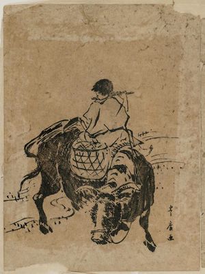 歌川豊広: Herdboy Riding Ox - ボストン美術館