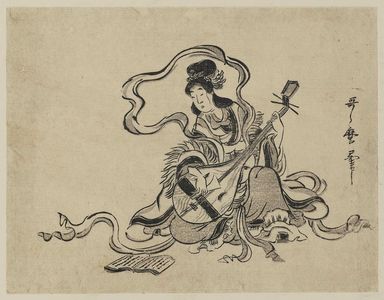 Kitagawa Utamaro: Benzaiten Playing Lute - Museum of Fine Arts