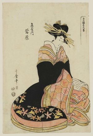 喜多川歌麿: Sugawara of the Tsuruya, from the series Five Colors of Ink in the Pleasure Quarters (Seirô goshikizumi) - ボストン美術館