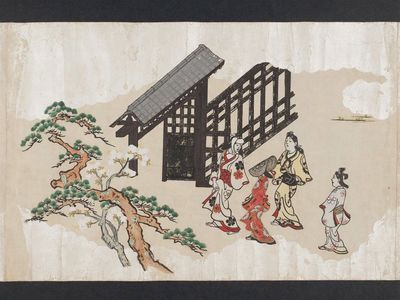 Hishikawa Moronobu: Viewing Cherry Blossoms in Ueno (Ueno hanami no tei), Sheet 2 - Museum of Fine Arts
