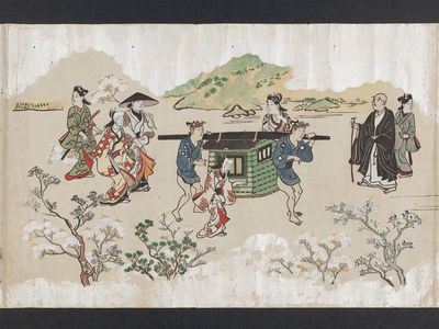 Hishikawa Moronobu: Viewing Cherry Blossoms in Ueno (Ueno hanami no tei), Sheet 8 - Museum of Fine Arts