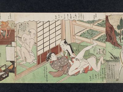 Suzuki Harunobu: No. 10 from the erotic series The Amorous Adventures of Mane'emon (Fûryû enshoku Mane'emon) - Museum of Fine Arts