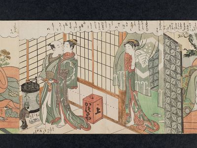 Suzuki Harunobu: No. 17 from the erotic series The Amorous Adventures of Mane'emon (Fûryû enshoku Mane'emon) - Museum of Fine Arts