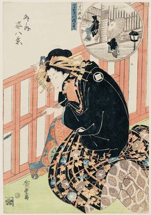 Utagawa Hiroshige: Night Rain, Clearing Weather of the Lattice (Magaki no seiran), from the series Eight Views of Figures Inside and Outside (Soto to uchi sugata hakkei) - Museum of Fine Arts