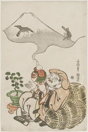 Bunrô: Year of the Wood Rat (Kinoe ne); Daikoku, a Mouse, and the Three Lucky Dreams: Fuji, Falcon, Eggplant - ボストン美術館