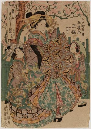 Kitagawa Tsukimaro: Tamakushi of the Tamaya, kamuro Kasashi and Kazura - Museum of Fine Arts