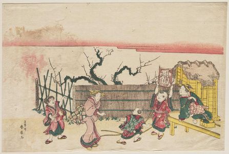 Katsukawa Shunko: Women and Children with a Kite - Museum of Fine Arts