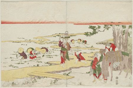 Katsukawa Shunko: A Rural Scene: Transplanting Rice Seedlings and Gathering Firewood - Museum of Fine Arts