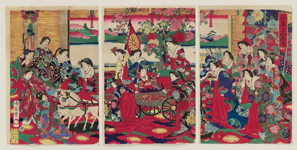 豊原周延: Flowering in the East: The Crown Prince at Play (Hana no azuma ôji on-asobi no zu) - ボストン美術館