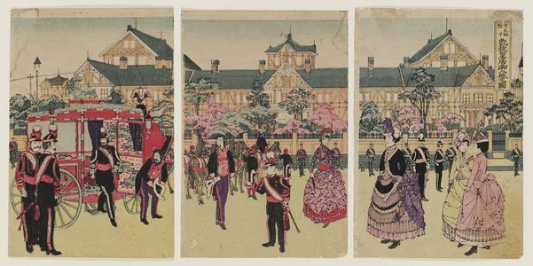 Watanabe Nobukazu: Illustration of Emperor's Triumphal Return to Reconstructed Diet Building at Hibiya (Daigensui-heika gaisen kôkyo go-nyûjô no zu) - Museum of Fine Arts